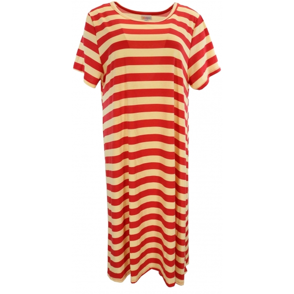 LuLaRoe Carly (2XL) Red and Off White Stripes
