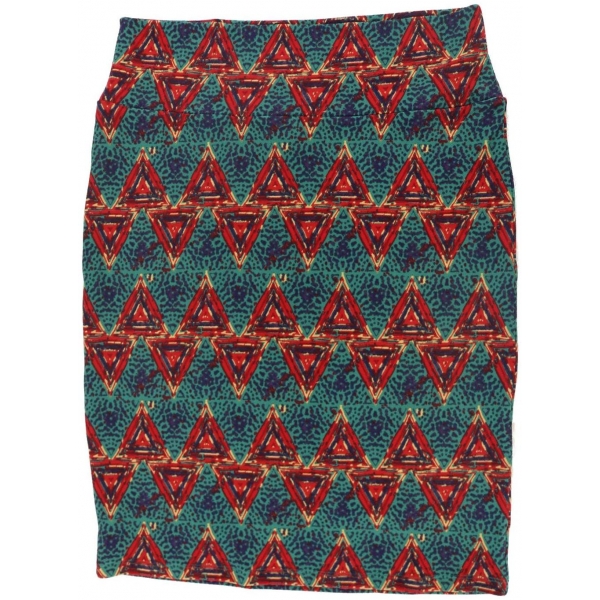 LuLaRoe Cassie (Large) Red triangles on blue green