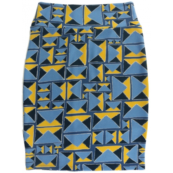 LuLaRoe Cassie (Medium) yellow and blue patterns