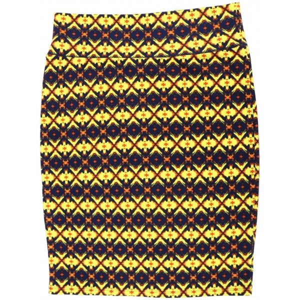 LuLaRoe Cassie (XL) Yellow Blue Patterns