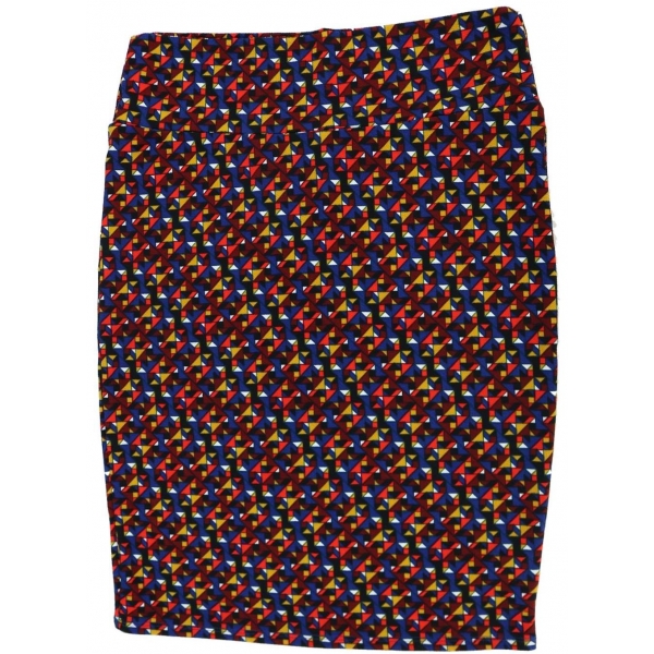 LuLaRoe Cassie (XL) Blue Red Yellow Patterns 2